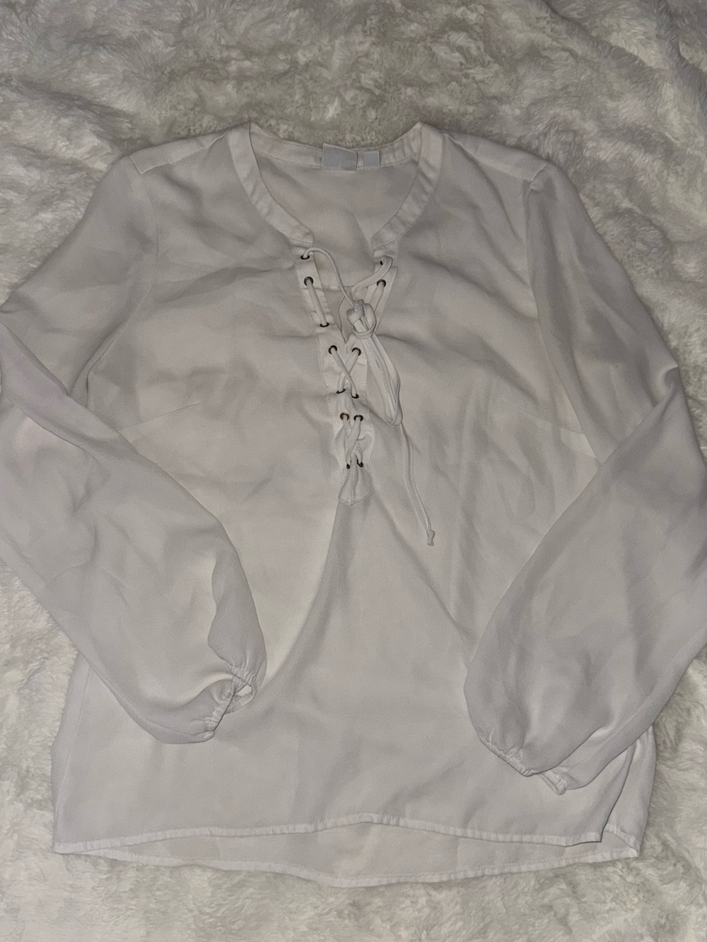 Soho White Lace-Up Peasant Blouse